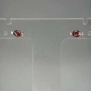 Red and Silver Stud Earrings with Classic Design